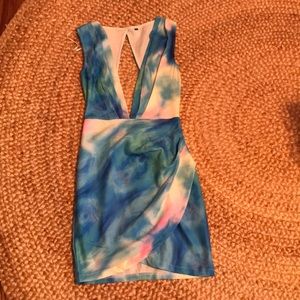 Deep v watercolor dress